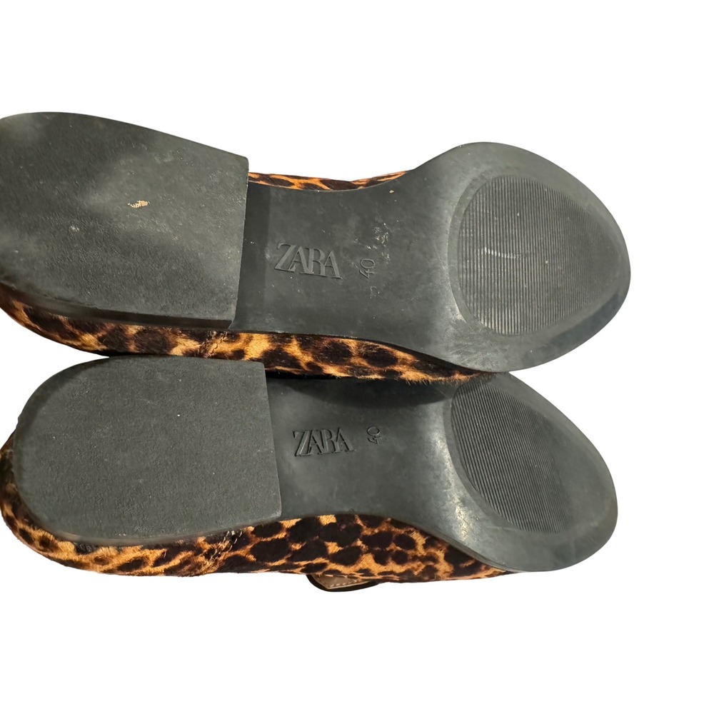 Zara Womens Leopard Print Calf Hair Loafers Smoking Flat Shoes Size 40‎ - Picture 5 of 6